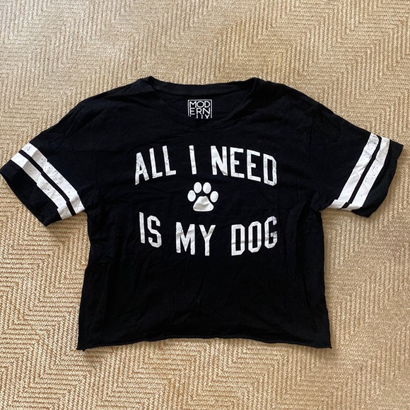 Modern Lux Tops - All I Need Is My Dog Cropped Tee, M